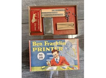 Vintage Ben Franklin Printer Kids Rubber Stamp Kit