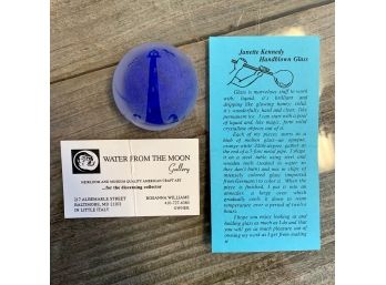 Artisan Blue Lighthouse Art Glass Paperweight