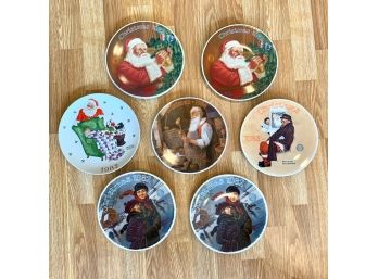 7 Norman Rockwell Christmas Collector Plates