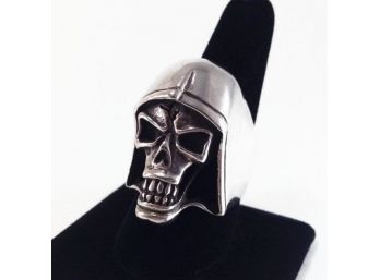 Large Vintage Sterling Silver Skull Grim Reaper Biker Ring