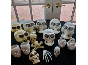 Baker's Dozen Skull Decor With A Couple Of Ghost Votives