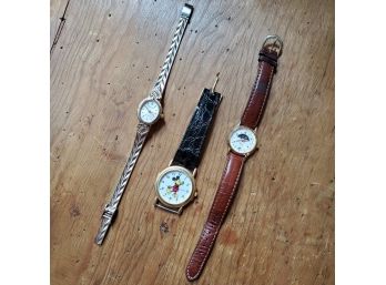 (3) Watch Lot - Mickey Mouse (AS-IS), Ladies Timex And Ladies Westclox Quartz