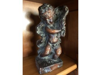 Single Cupid Bookend / Sculpture - 9.75' High