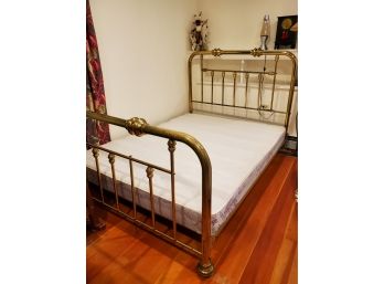 AS-IS: Heavy Duty Vintage Brass Bed - Upcycle Project -- Needs Repair