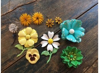 Lot #1 - Pins And Earrings (Yellows And Blues)