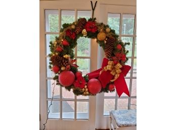 GIANT! Christmas Wreath Decor (Photo In Front Of French Doors For Scale)