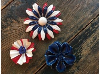 Lot #2 - Vintage Enamel Flower Pins