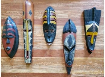 Lot Of (5) African Masks / Wall Decor -- Made In Ghana