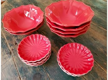 Red Bowl Lot - (13) - Smaller Bowls Are Pier1 Imports Stoneware