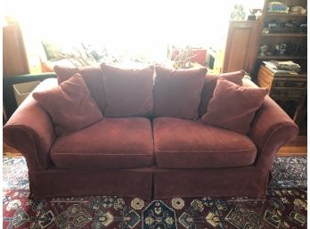 Crate & Barrel Sofa With Red Slipcover