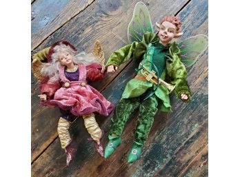 Set Of (2) Ornaments / Tree Decor - Elves, Sprites, Fairies?