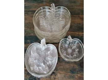 Vintage Clear Glass Apple Plates / Bowls