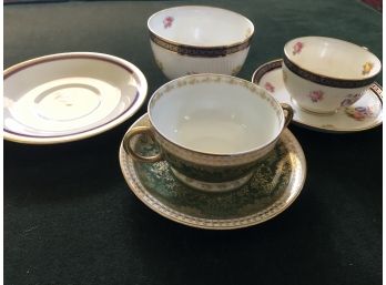 Antique China Lot (2 Of 3) Tea Cups / Bouillon Cup / Saucer