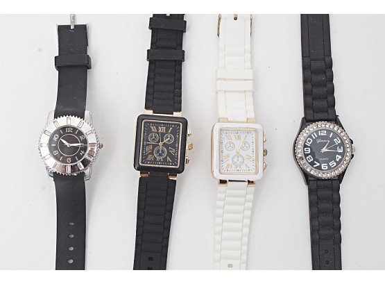 Four Plastic Band Fashion Watches