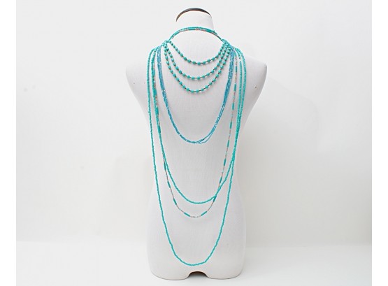 Four Quality Turquoise Tone Beaded Necklaces