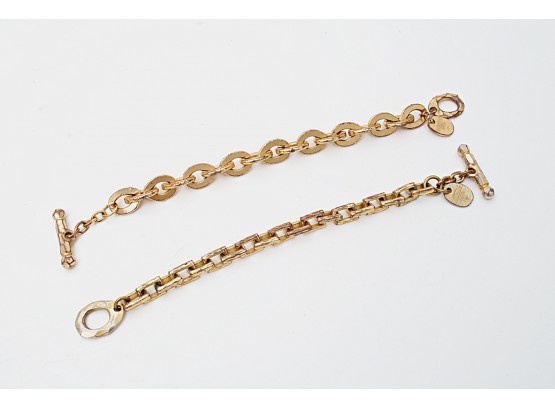 Two Dyrberg Kern Gold Tone Link Bracelets