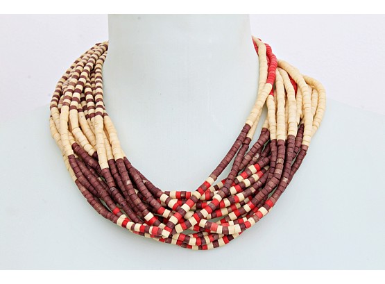 Chunky Boho Twisted Multi-strand Necklace With Earth-tone Beads