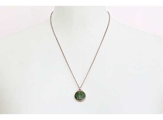 Sterling & Green Stone Pendant Necklace