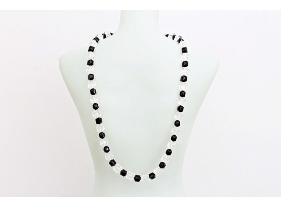 Fun Black & Clear Faceted Bead Necklace