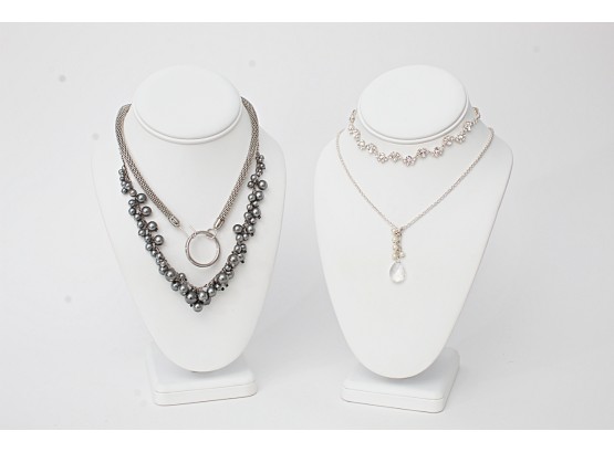 Four Silver Tone Fashion Necklaces
