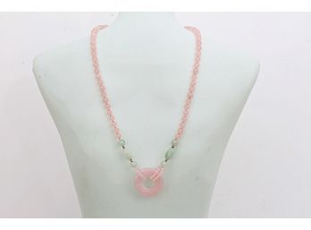 Pink & Green Stone Pendant Necklace