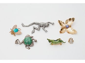 Six Vintage Animal Pins