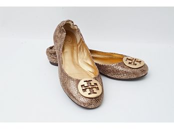 Cute Tory Burch Metallic Ballet Flats, Size 7.5