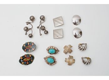 Seven Pairs Of Vintage Clip On Earrings, Including Erwin Pearl