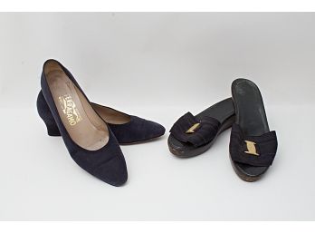 Two Pairs Of Salvatore Ferragamo Shoes, Size 77.5/40