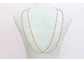 Set Of Two Matching Vintage Enamel And Bronze Chain Link Necklaces