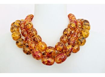 Three Wonderful Confetti Lucite Beaded Necklaces