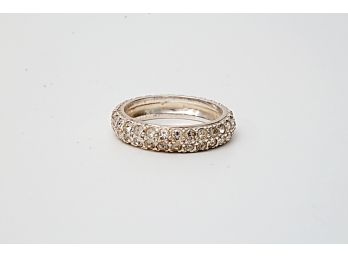 Sterling Silver & Rhinestone Ring, Size 7 3/4