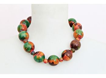 Colorful Wood Bead Necklace