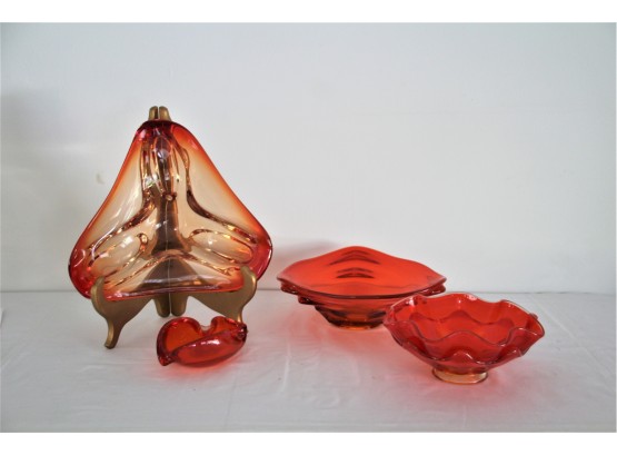 Three Mid Century Designed Art Glass Bowls