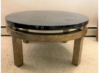 Round Low Coffee Table On Antiques Gold Leaf Base