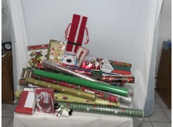 Massive Group Of Wrapping Paper, Christmas Cards, Tissue Paper, Stickers  & Gift Bags