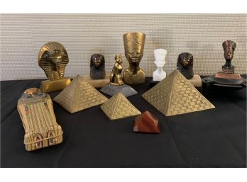 Group Of Mostly Brass Egyptian Themed Items