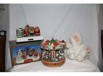 Christmas Carousel , Wonderland Bear Set, And Christmas Table Top Decor