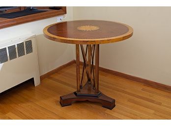Exquisite Inlaid Center Table On Bronze Base , (One Of Two)