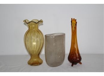Three Art Glass Vases