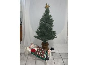 Faux Christmas Tree And Sleeping Santa