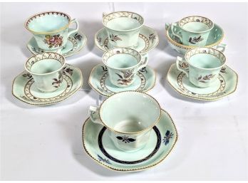 Set Of Fine China Tea Cups, Soup Bowl And Saucers By Adams Calyx Ware