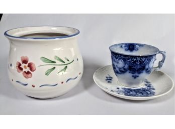 Wedded Pair Of China With A Soft Blue Floral Pattern From Inter-nationals Tablework And Royal Copenhagen