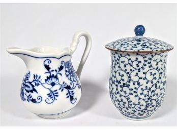 Wedded Pair Of Fine China Cream Pitcher And A Sugar Bowl By Original Bohemian And Unmarked