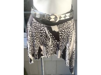 Kc Conspirator Leopard Pattern Mini Skirt And Awesome Mirrored Belt