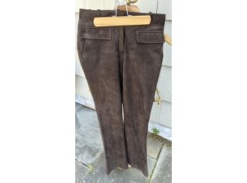 Emilio Pucci Brown Suede Bootcut Pants, With Braided Stiching Up The Sides Size 34