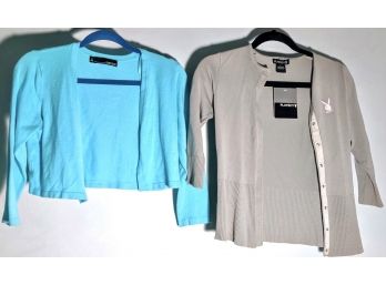 2 Button Up Light Sweater Tops,  One Playboy Still With Tags, One Chetta B & Both Size Small