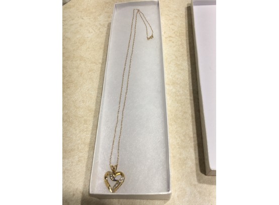 Stunning 14kt Gold Necklace W/Multi Diamond Heart Pendant - Fantastic Piece ! Very Elegant Necklace