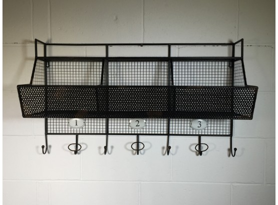 Vintage Style 'Industrial Wire Wall Rack' Bin / Hanger W/Number Plaques GREAT PIECE !