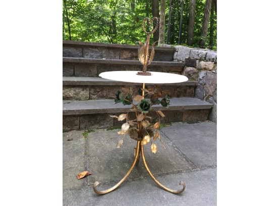 Fabulous Vintage Italian Tole Table W/Marble Top - W/Made In Italy Tag - Paid $375